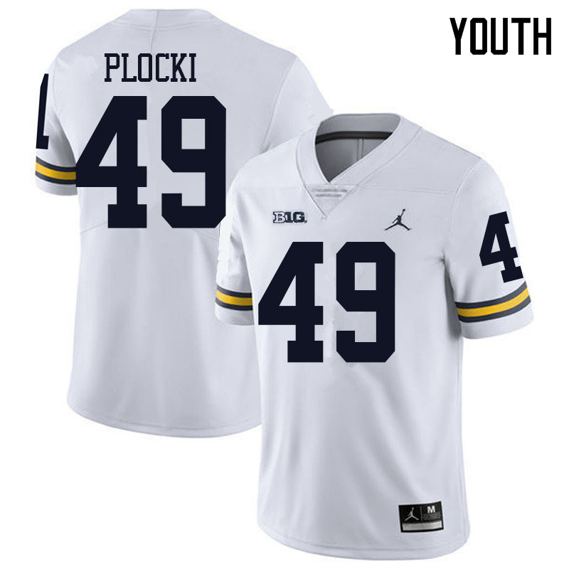 Jordan Brand Youth #49 Tyler Plocki Michigan Wolverines College Football Jerseys Sale-White